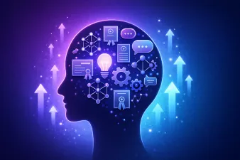 Illustration showing AI learning paths and skill development tools