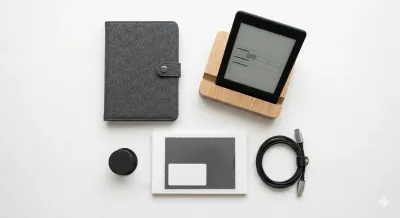 Collection of Kindle Paperwhite accessories including cases, stands, and grips