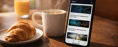 Collection of stock news app interfaces on a smartphone screen