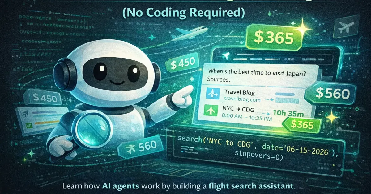 Step-by-step visual guide for building an AI flight search agent