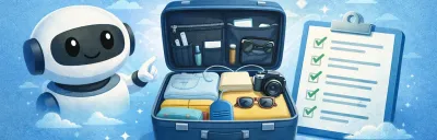 AI-generated packing list with travel checklist items on a screen