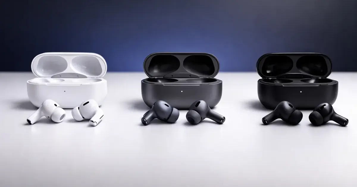 Side-by-side comparison of AirPods Pro 3, Galaxy Buds, and Sony WF-1000XM5