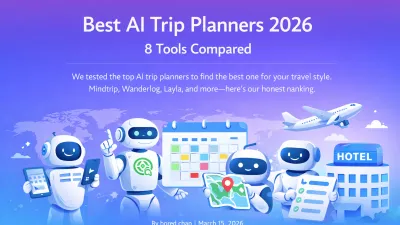 Collection of AI trip planner app interfaces on a laptop screen