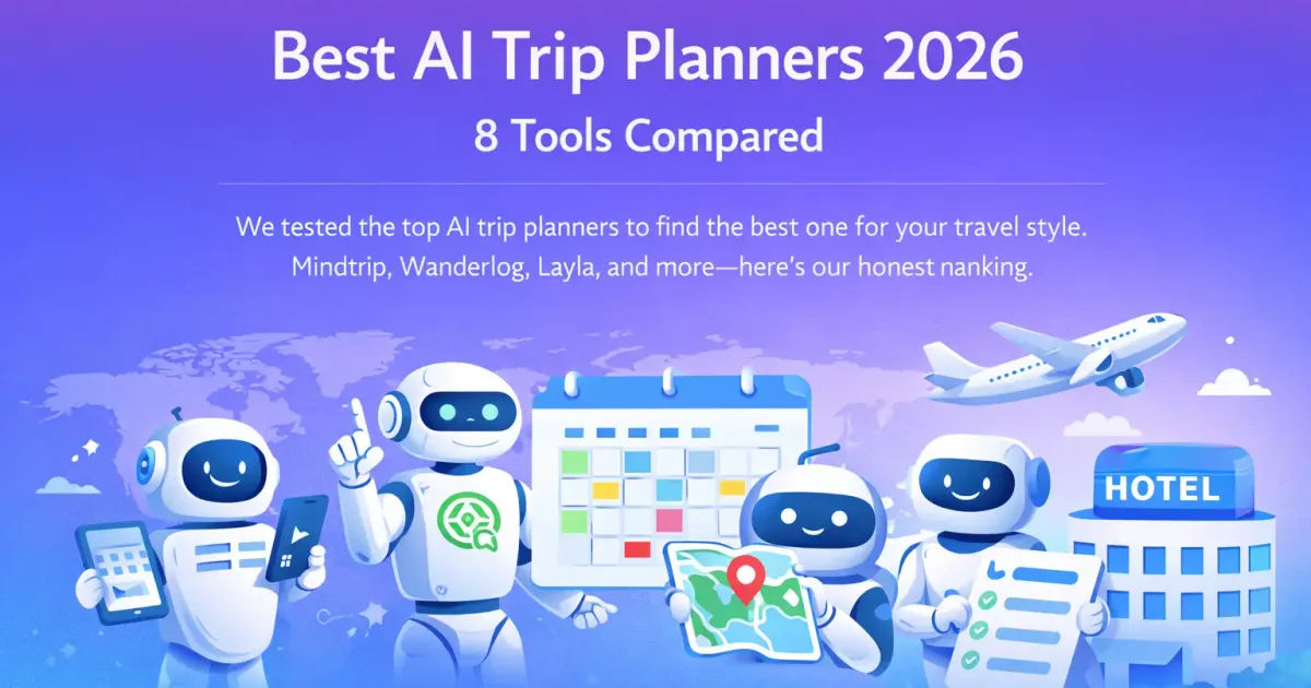 Collection of AI trip planner app interfaces on a laptop screen
