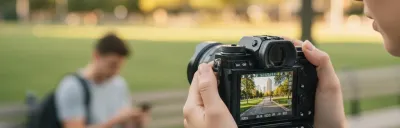 Collection of beginner cameras from Canon, Nikon, and Sony on a white surface