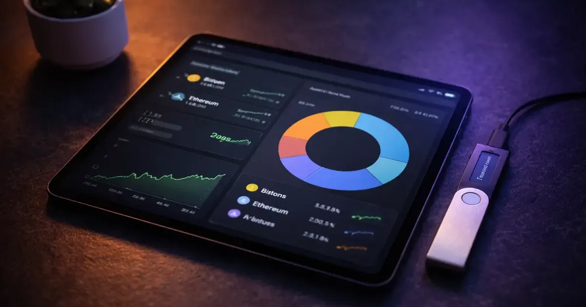 Collection of crypto portfolio tracker apps showing holdings dashboards