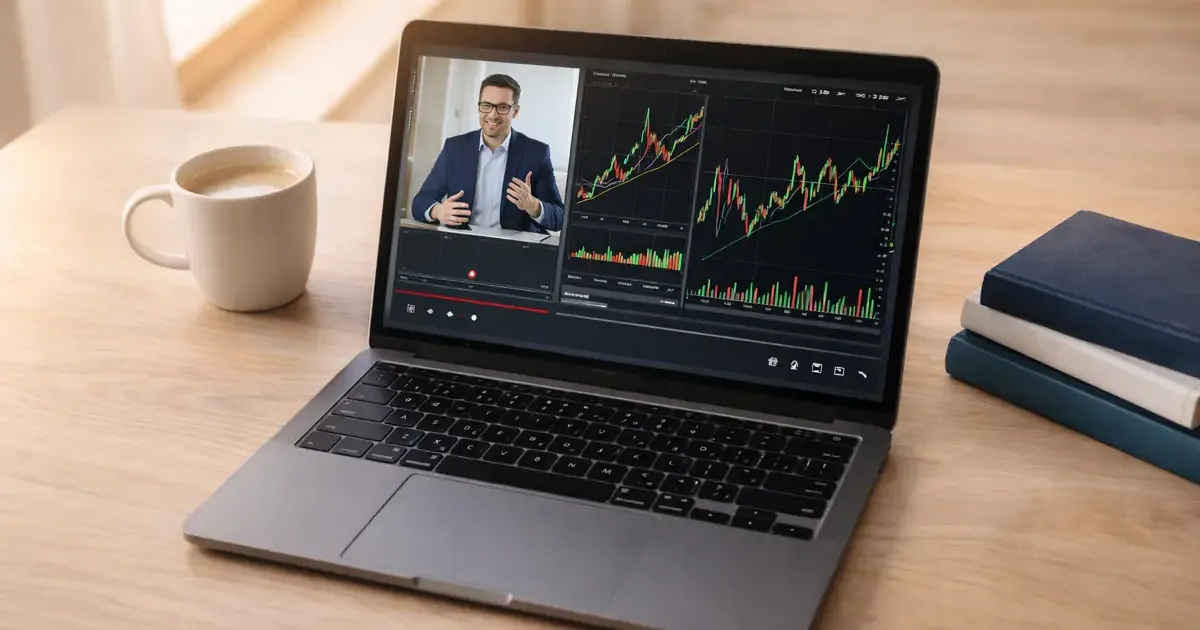 Collection of free investing course platforms on a laptop screen
