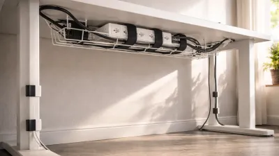 Step-by-step visual guide for organizing desk cables neatly