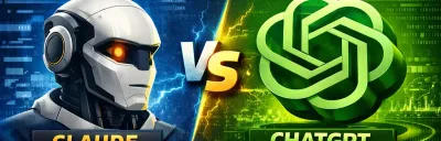 Side-by-side comparison of Claude and ChatGPT AI interfaces