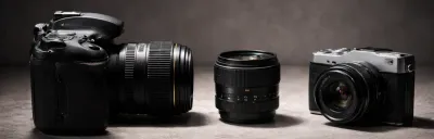 Side-by-side comparison of a DSLR and mirrorless camera