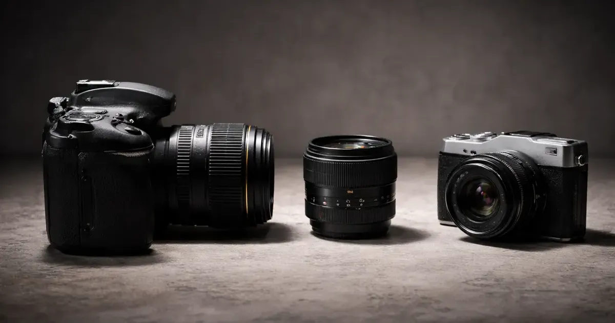 Side-by-side comparison of a DSLR and mirrorless camera