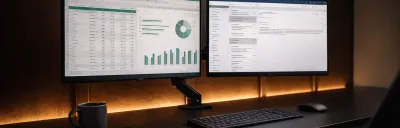 Step-by-step dual monitor setup on a home office desk