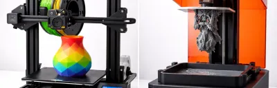 Side-by-side comparison of FDM and resin 3D printed objects