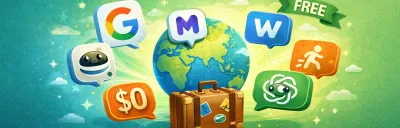 Collection of free AI travel planning tools on a laptop screen