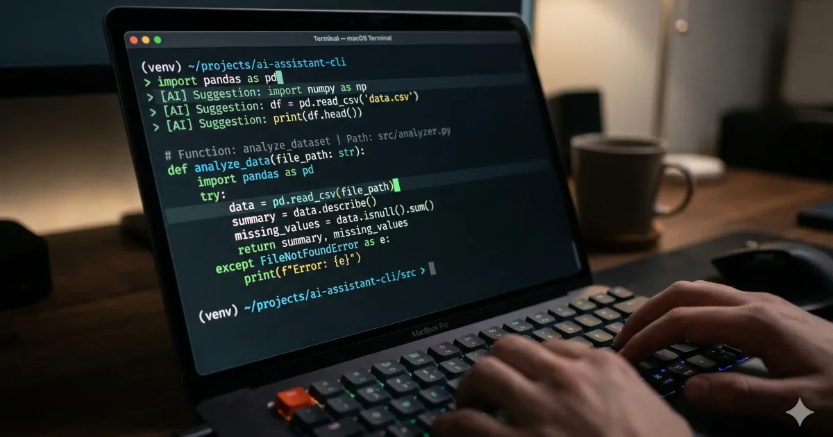 A terminal window showing the Gemini CLI interface with AI-powered code assistance.