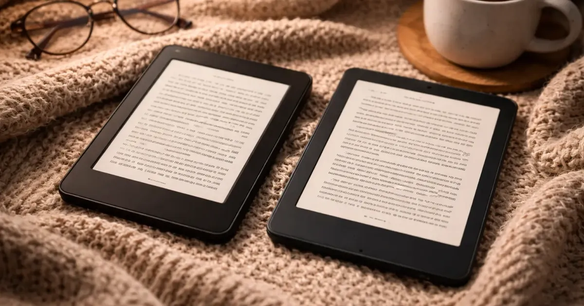 Side-by-side comparison of Kindle and Kobo e-readers