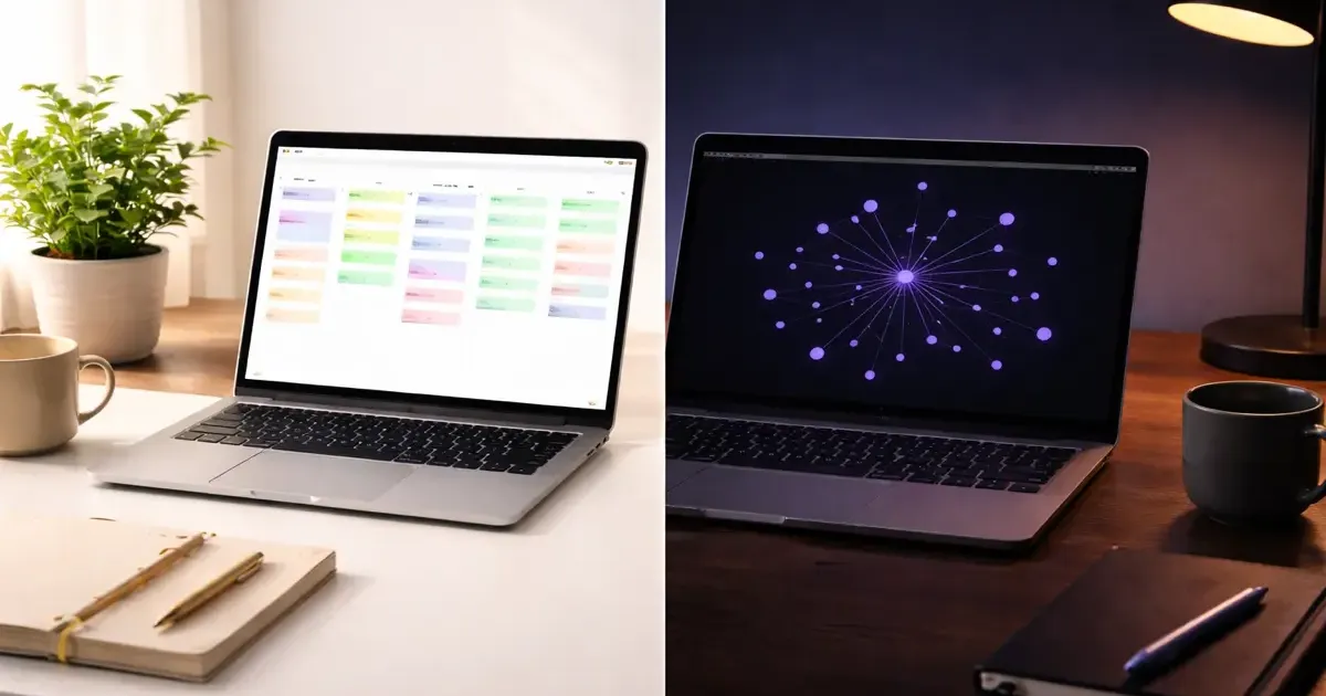 Side-by-side comparison of Notion AI and Obsidian AI interfaces