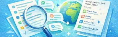 Perplexity AI travel research interface with sourced recommendations