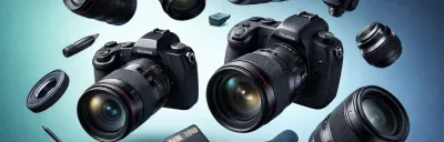 Illustration showing photography gear essentials for beginners